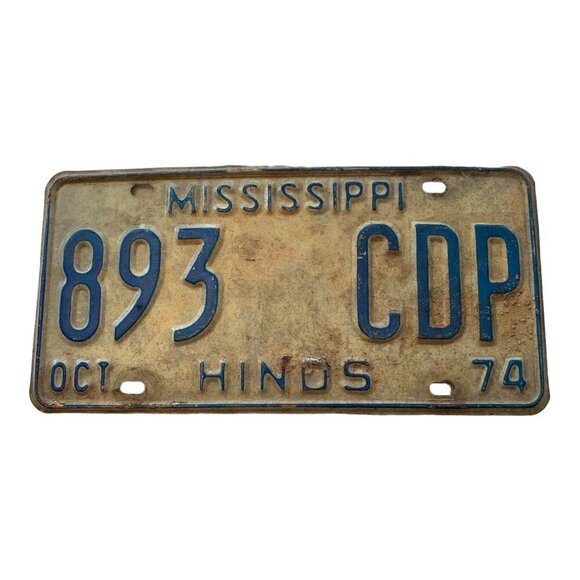 Unknown Other - CAR OLD ANTIQUE VINTAGE MISSISSIPPI LICENSE PLATE CAR TAG 1974 Hinds COUNTY